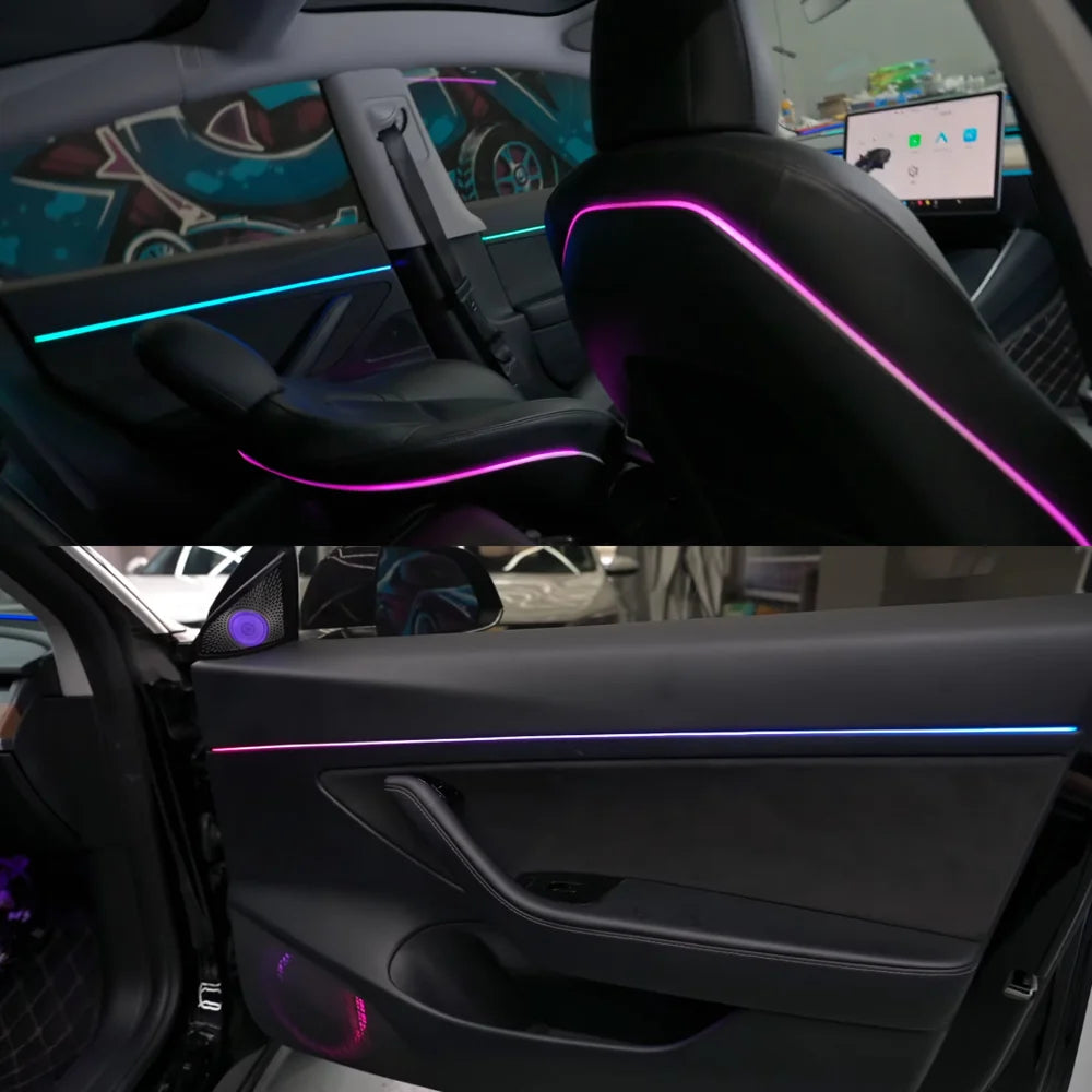 Upgrade Car 64 Color Ambient Lighting  Symphony LED  for Tesla Model3 2019-2020 Auto Interior  Atmospheric Light RGB Kit