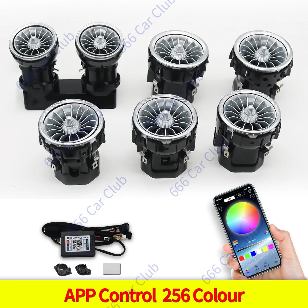 256 Colour LED Vents For Mercedes Benz C Class W205 W447 W213 W156 W117 W176 Bluetooth APP Control Car Nozzle Turbine Air Outlet