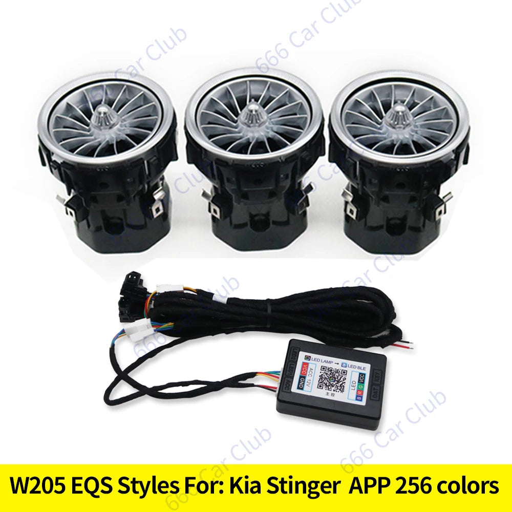 12/64 Colours LED Air Vents For Kia Stinger Car RGB Ambient Light Turbine Shape Air Outlet Nozzle Interior Decorative Lamp Refit