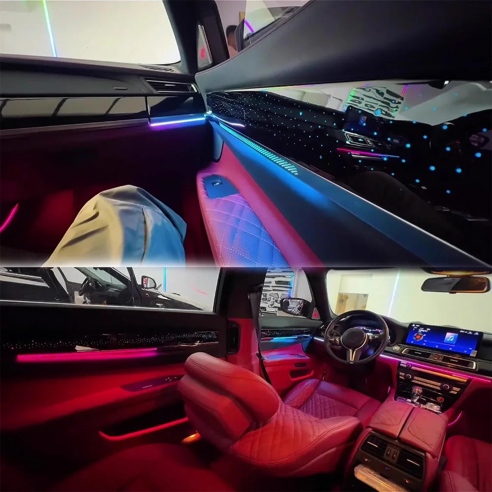 64 Color Car Interior Ambient Lighting App Control for BMW 2009-2015 7 Series F02 Symphonic Atmosphere Lights for Upgrade