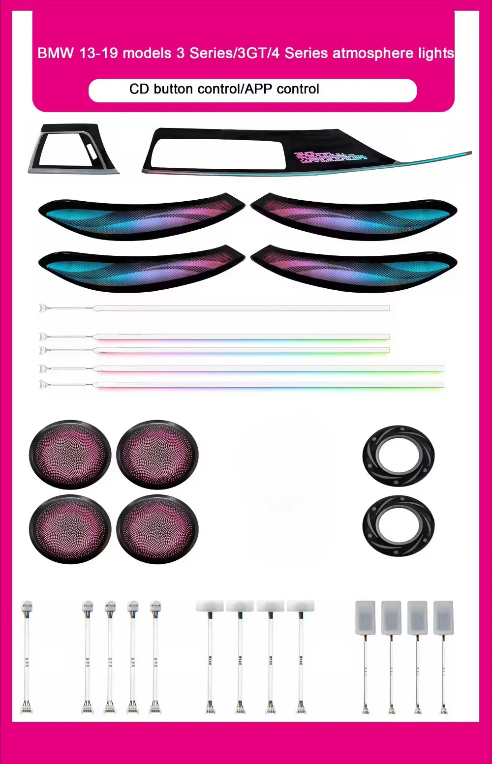 64 Color Car Ambient Lighting for BMW F30 F34 F36 3 Series 3GT 4 Series Symphony LED Atmosphere Light for Interior Upgrade