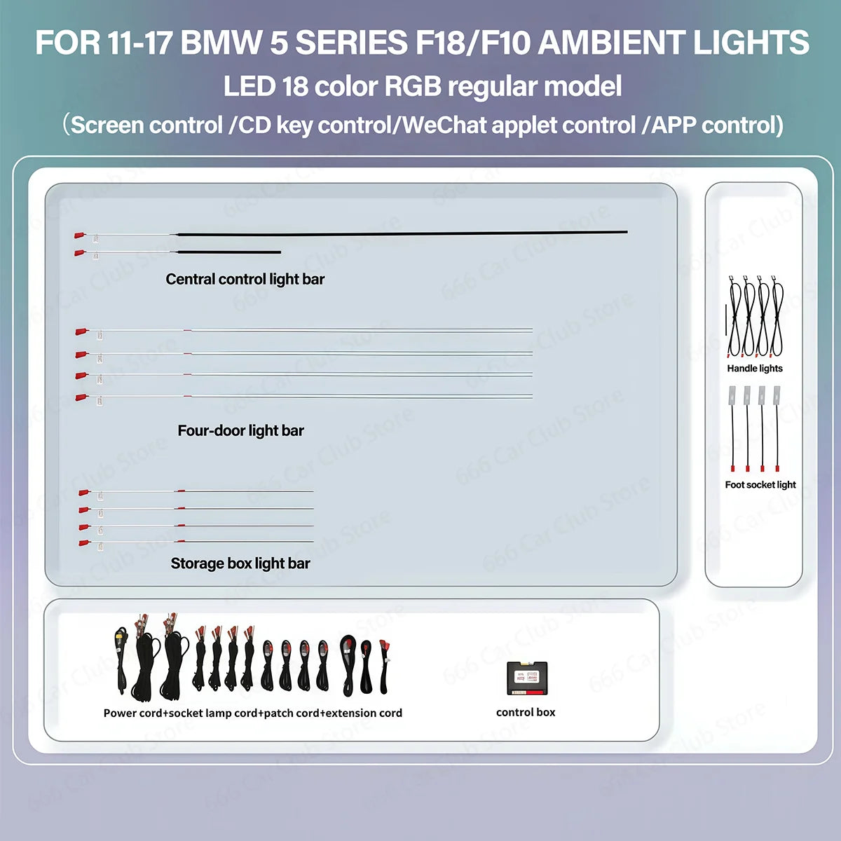 256 color RGB Ambient light For BMW 5 Series F10 F11 F18 2011-2017 Screen APP Control Led Decorative Strip