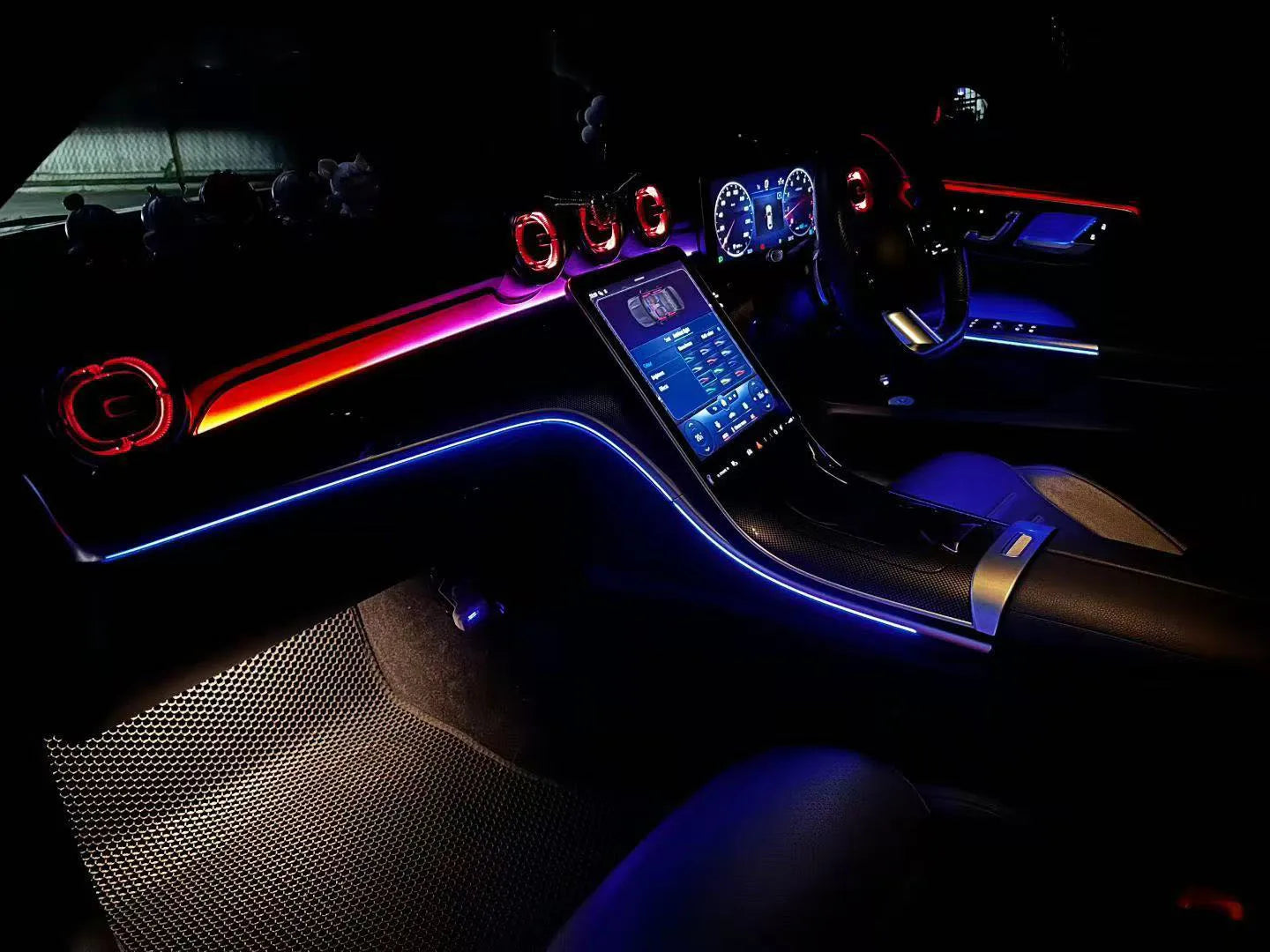 64 Color Dynamic Car Ambient Light for Mercedes-Benz C-Class W206 Turbo Vent Door Speaker Accessories Interior Decoration