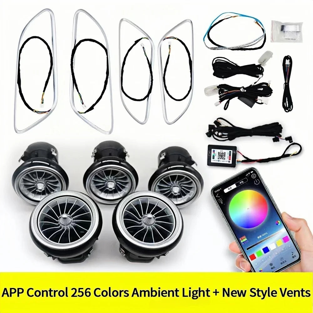 12/256 Colors Ambient Lights Led For Mercedes-Benz W176 X156 W117 W246 GLA CLA A Class Air Vents Turbine Nozzle Lamp Accessory
