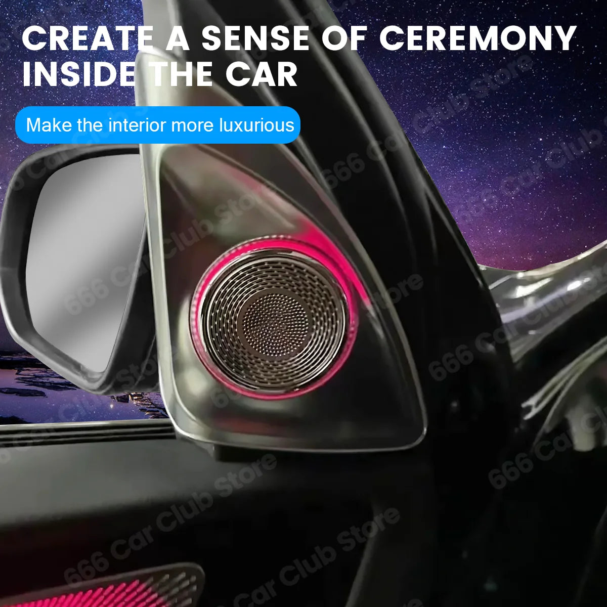 64colour 4D Rotating Tweeter For Mercedes Benz 2020+ W167 GLE GLS 450 LED Luminous Car Speaker Horn Refit Ambient light