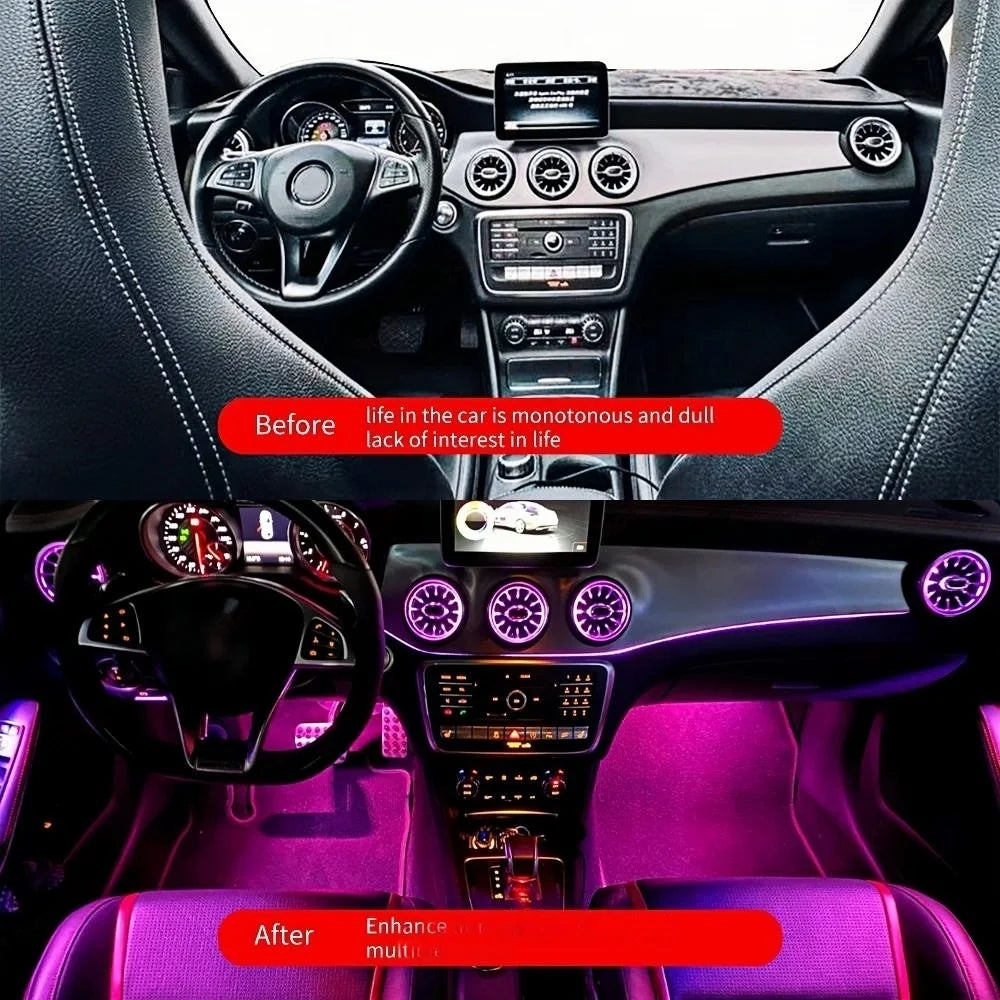 12/256 Colors W117 LED Ambient Light For Mercedes Benz A CLA GLA W176 W156 A45 CLA 45 AMG Bluetooth APP Air Vents Turbine Nozzle