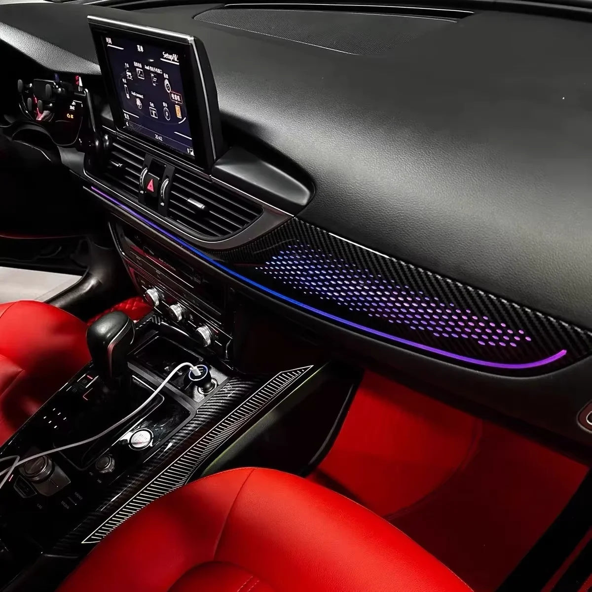 64 Color Car Ambient Light for Audi A6 C7 S6 RS6 2012-2018 Car LED Light Accessories Symphony Saddle Light for Car Upgrade