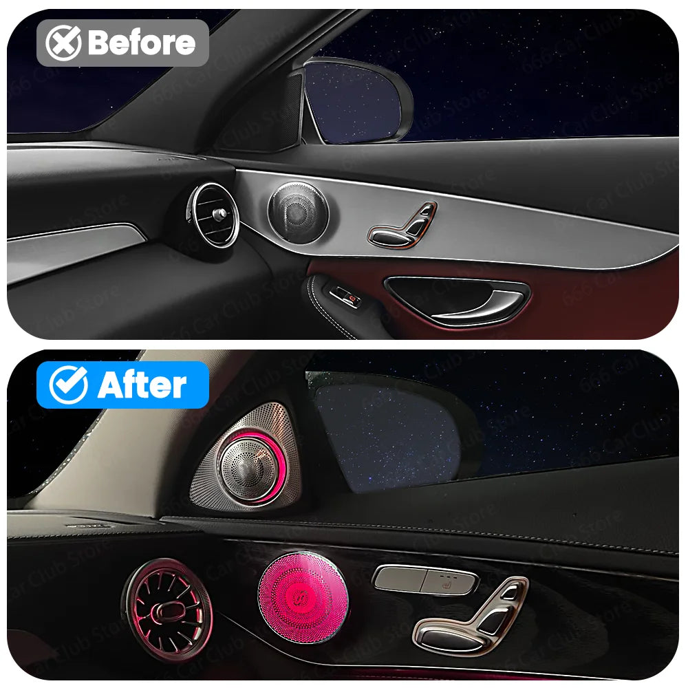 64 Colours LED Car Door Luminous Speaker Cover For Mercedes Benz W205 X253 W213 W238 Coupe Sound Metal Decoratio Ambient Light