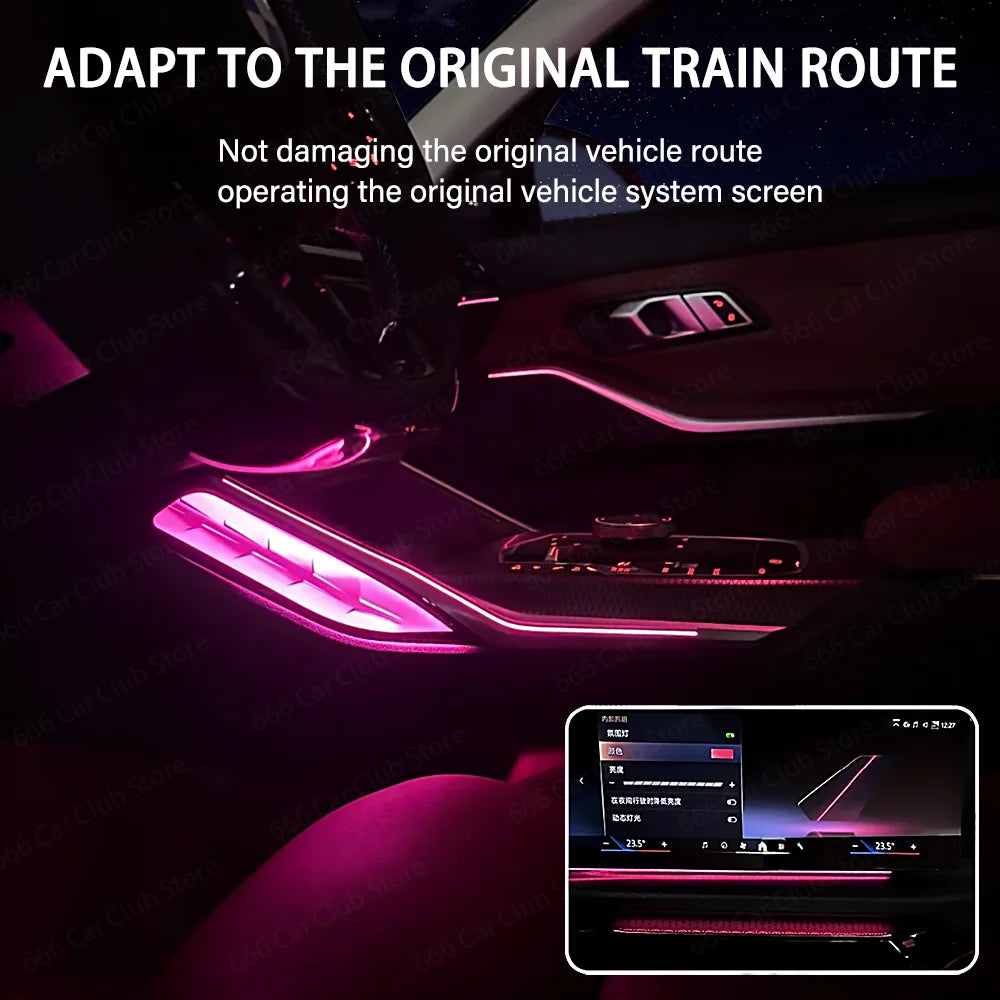 LED Crystal Saddle Light for BMW 3 4 Series G20 G22 M3 M4 - Center Console Lighting Upgrade Original car 11 Color Ambient Light