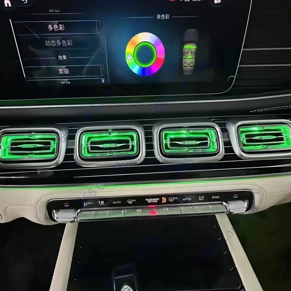64 Colour LED Air Vents For Mercedes Benz W167 GLE GLS GLE53 GLS63 Indoor Ambient Light RGB Turbine Nozzle Decorative Lamp Refit