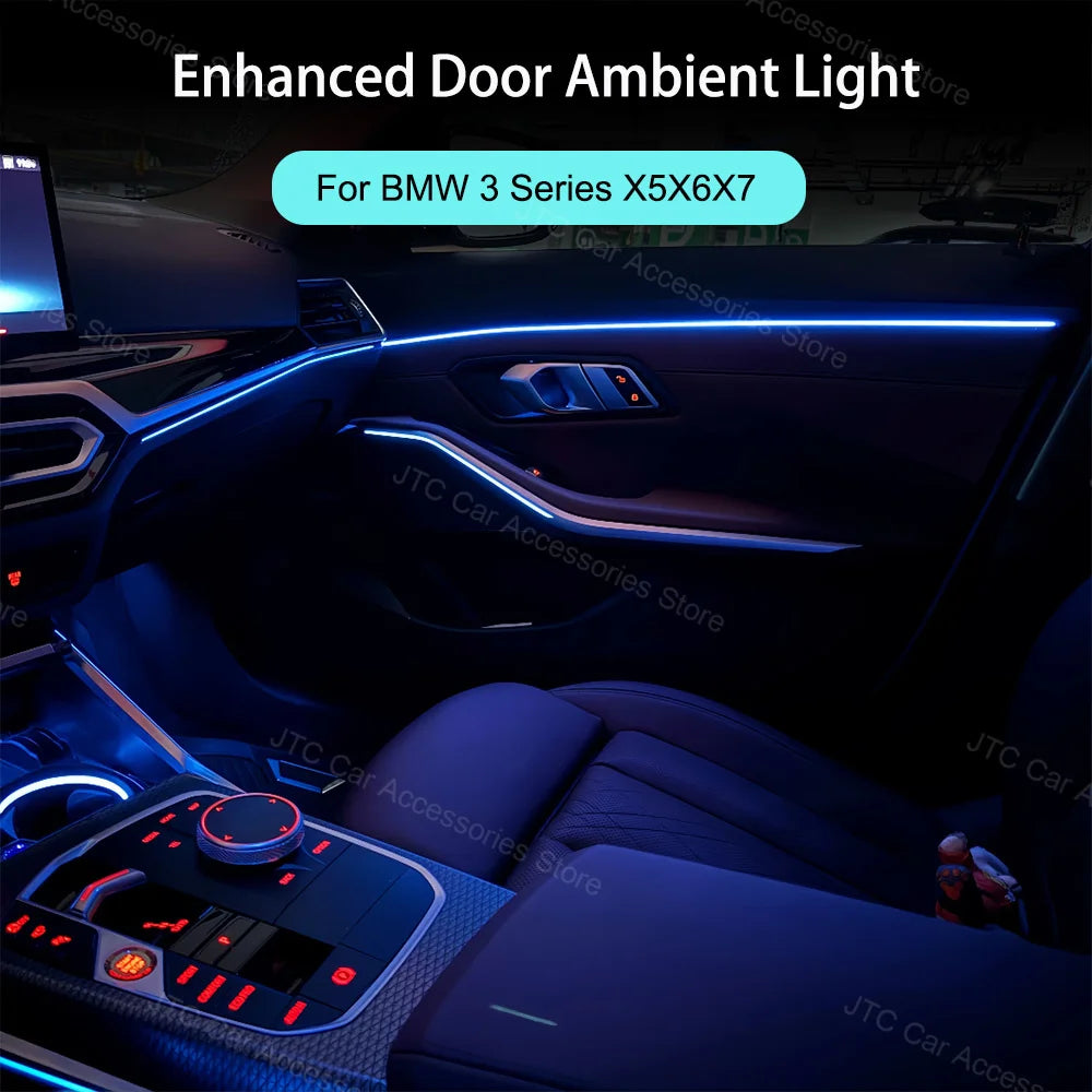 11 Color 4 Doors LED Ambient Lights for BMW 3 Series i3 X5 X6 X7, G20 G05 G06 G07 G28 M3 G80 Auto Interior Decorative Strips