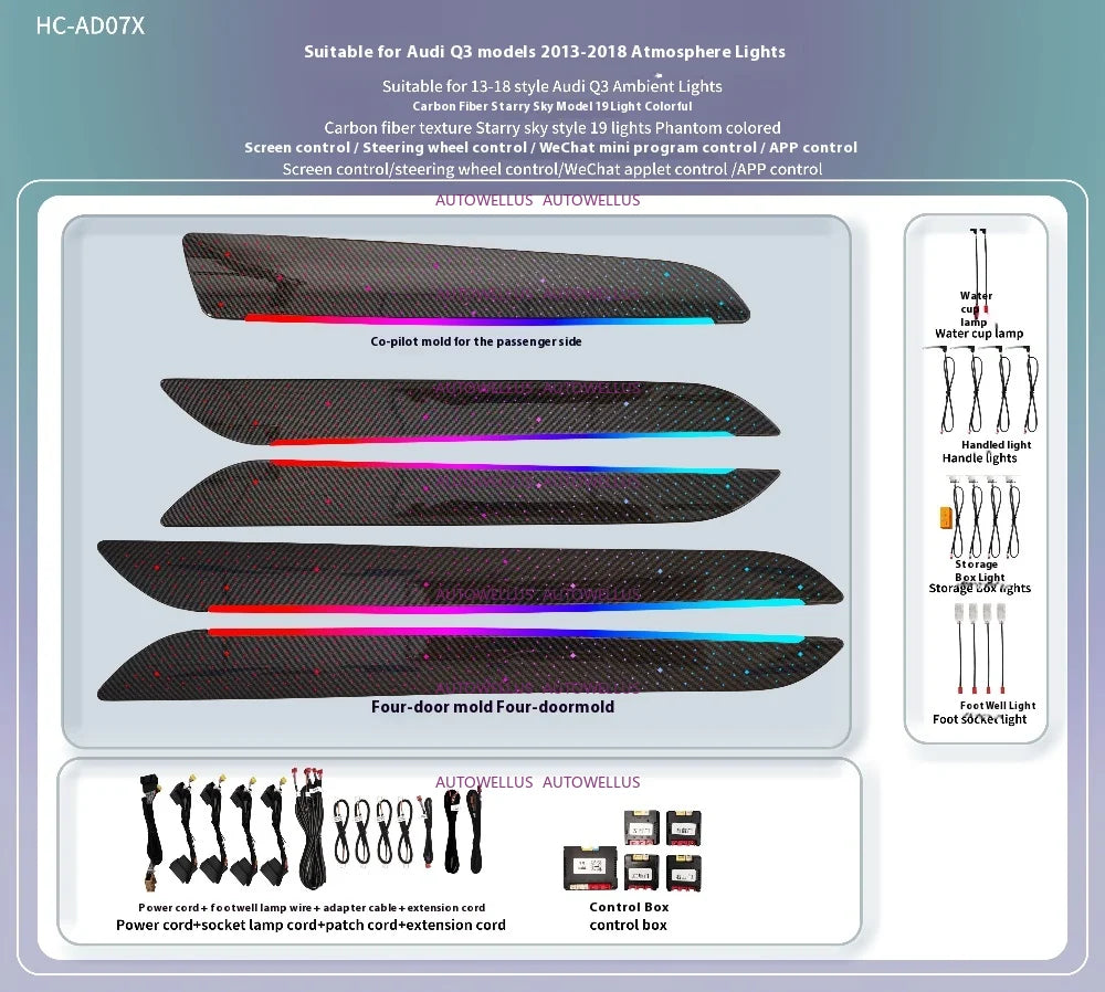 Automotive LED Ambient Light for Audi Q3 2013-2018 LED ambient light backlight ambiente interior modification screen control