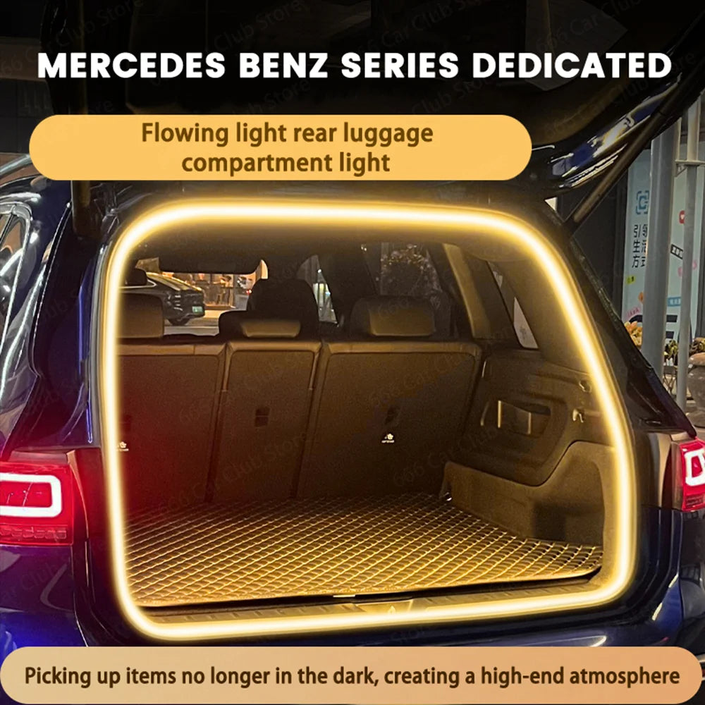 LED Atmosphere Light Mercedes-Benz Trunk Flowing Light Yellow White Tail Box Brightening Car Accessory
