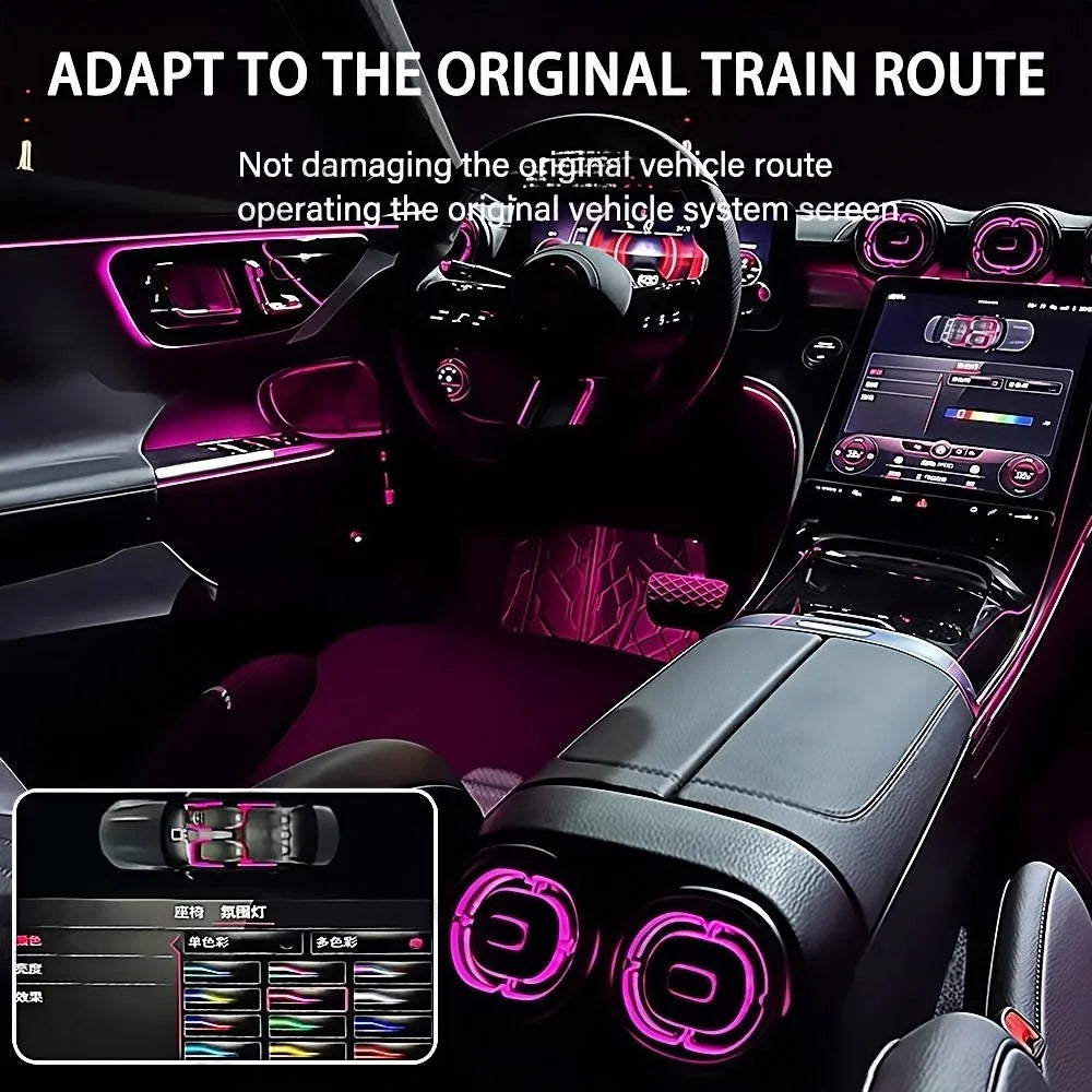 For Benz C-Class W206 2022 Car 64 Colors Led Dashboard Door Atmosphere Lamp Air Vent Outlet Nozzle Tweeter Ambient Light