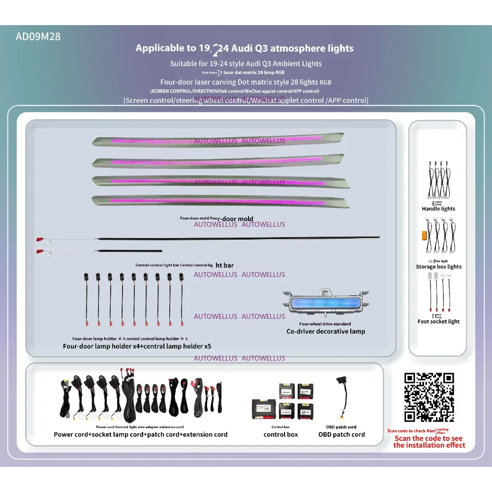 Ambient Light For Audi Q3 2019-2025 environmental Backlight Atmosphere Lamp Kit Symphony Interior LED Lighting Accessories
