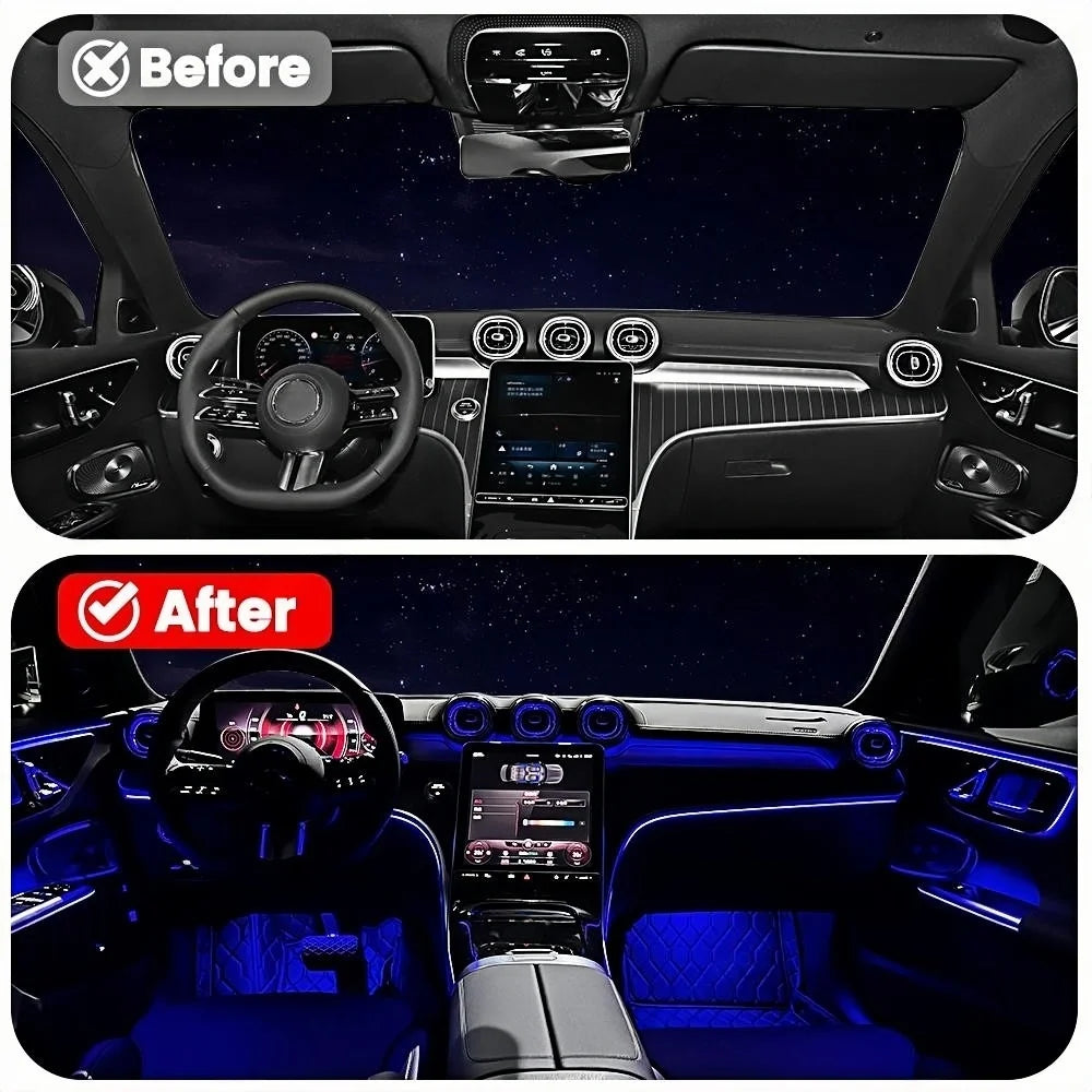 For Benz C-Class W206 2022 Car 64 Colors Led Dashboard Door Atmosphere Lamp Air Vent Outlet Nozzle Tweeter Ambient Light