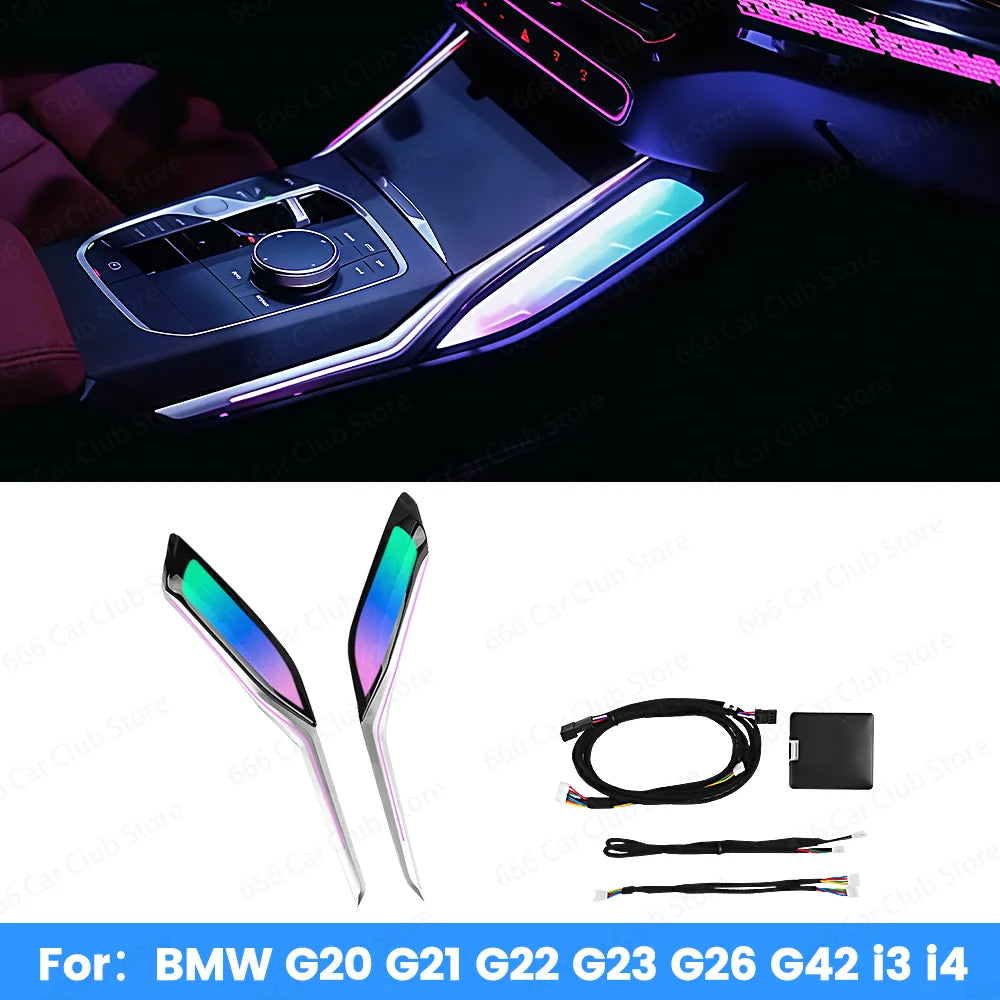 LED Crystal Saddle Light for BMW 3 4 Series G20 G22 M3 M4 - Center Console Lighting Upgrade Original car 11 Color Ambient Light