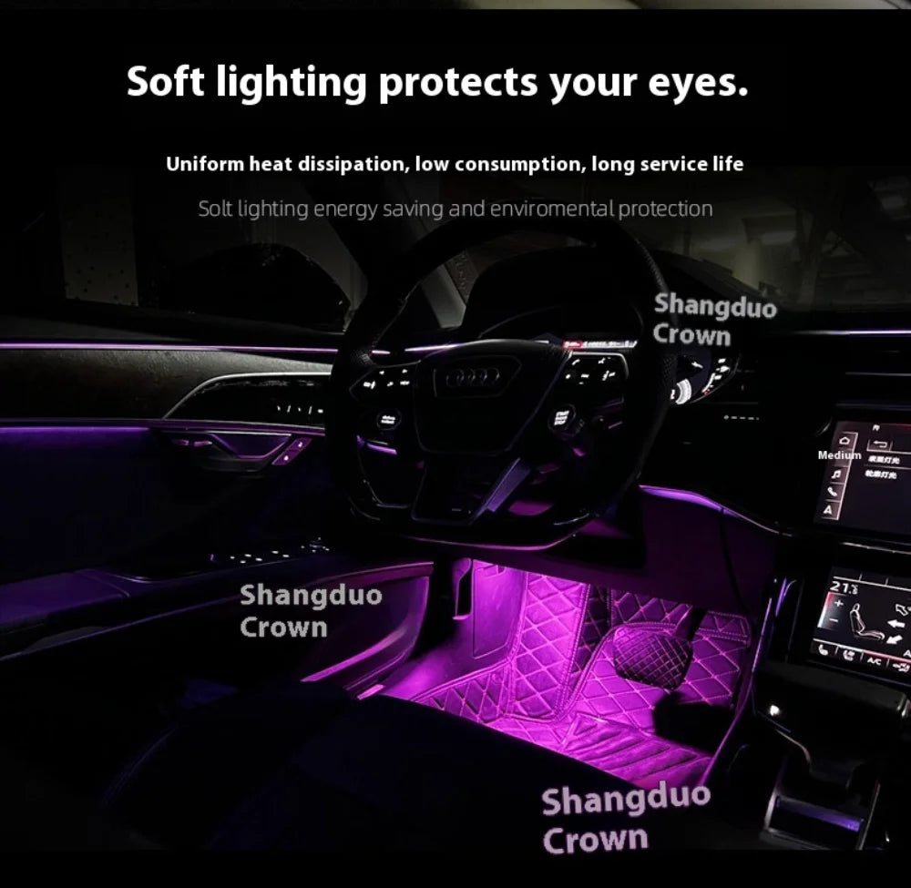 Automotive Inter LED Ambient Light For Audi A8 2018-2025 64 color OEM Size 26 Leds Galaxy Rainbow Kit APP control