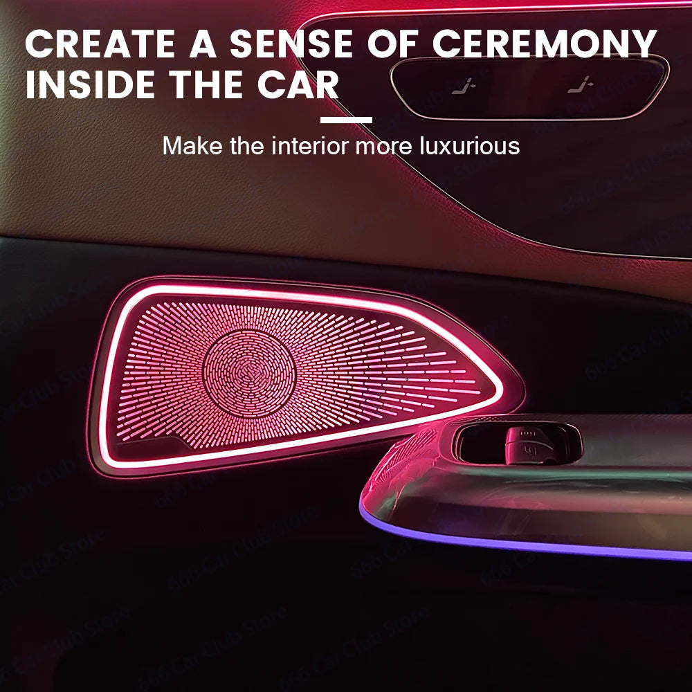 64 Colour LED Door Luminous Speaker Cover Atmosphere Lights For Mercedes Benz New E-Class W214 Car Decorative Light Parts