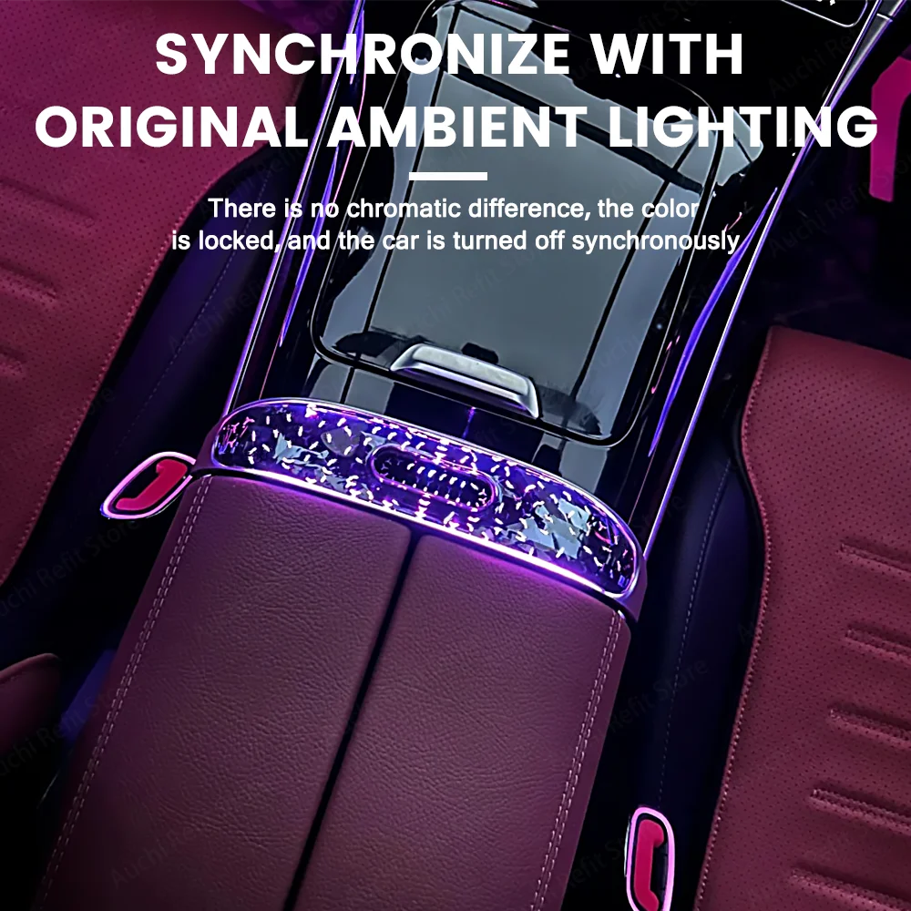 64 Colours LED Center Console Crystal Saddle Light For Mercedes Benz GLC X254 C Class W206 Car Interior Ambient Lights Refit