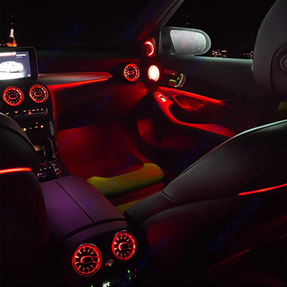 3/12/64 Colour Car LED Ambient Light For Mercedes-Benz C GLC Class Coupe W205 C43 C63 X253 LED Air Vent Speaker Decorative Lamp