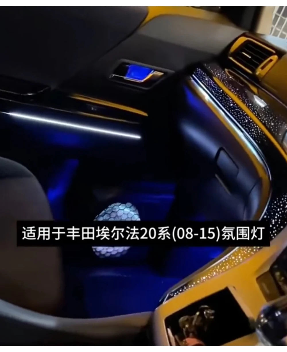 Auto Interior 1:1 Door Mold Panel Starry Star LED Ambient Lighting With Footlight Lamp Atmosphere For Toyota Alphard 20 Series