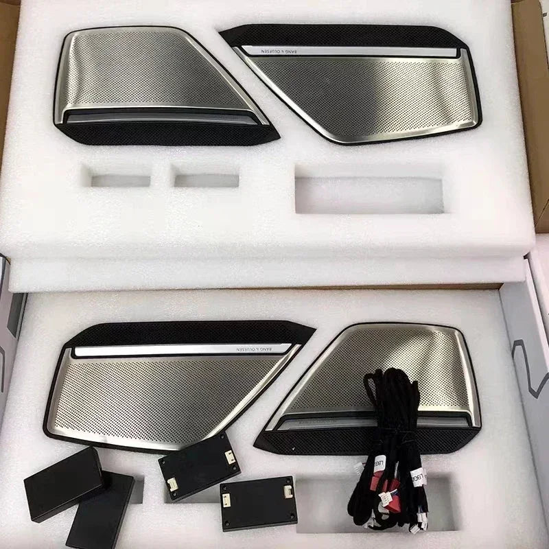 Auto AccessariesCar Door Horn Trim Panel Decorative Lamp Interior Ambient Lights 30 Colours LED Metal Speaker Cover For Audi A6