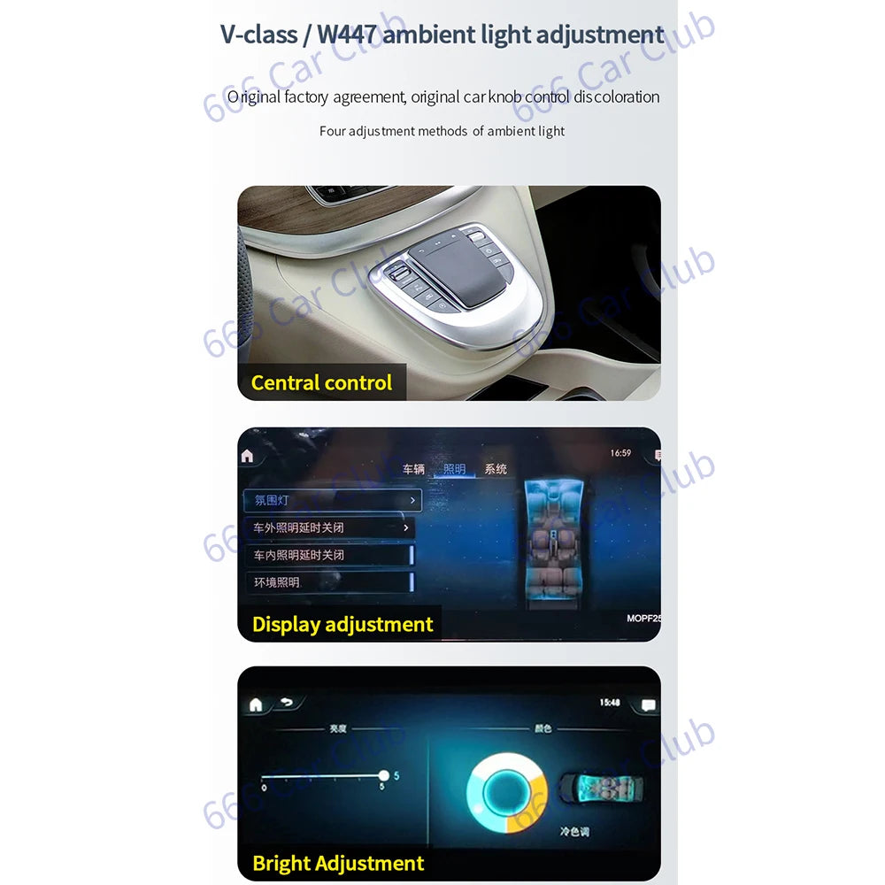 64 Colours LED Ambient Light For Mercedes Benz W447 V Class V260 Car Interior Turbine Air Vents Nozzle Decorative Lamp Refit Kit