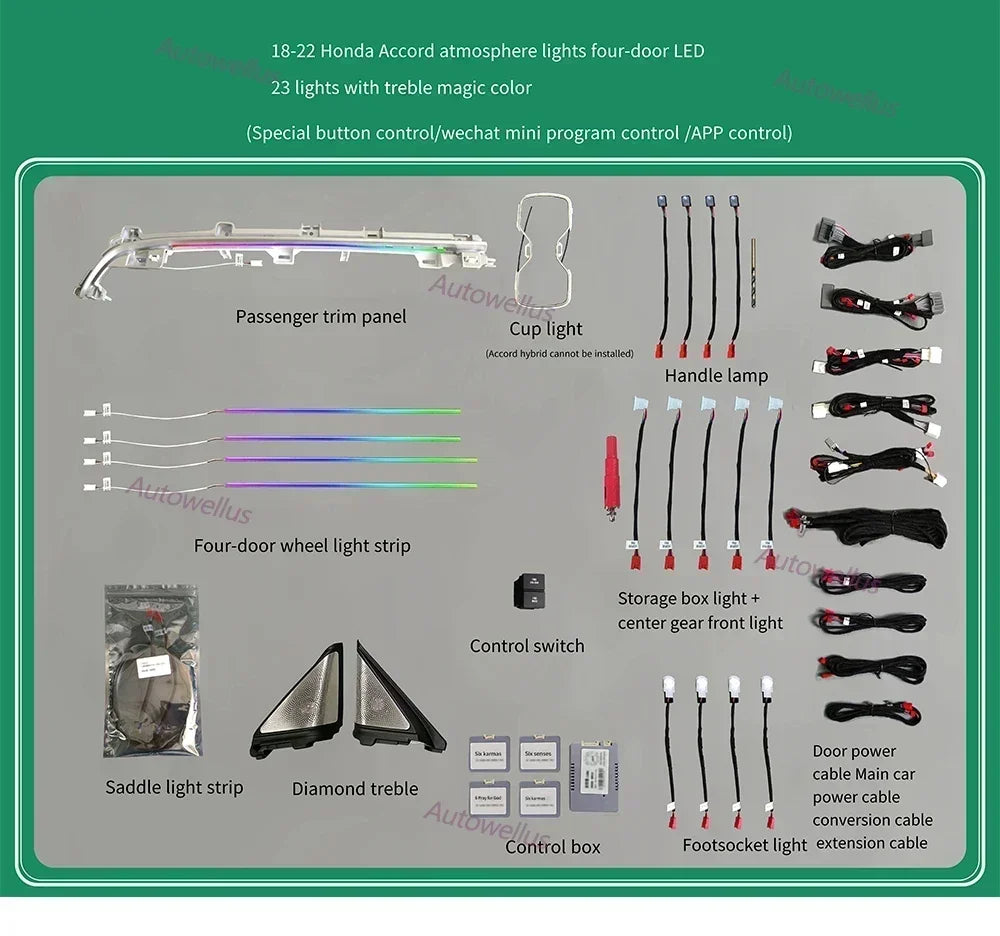 Auto AccessariesCar Led Light Atmosphere Light Strip Dynamic Mold Lamp Interior Ambient Lighting For Honda Accord 2018+Tweeter M