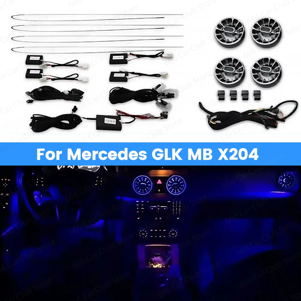 Mercedes Benz Car Ambient Light Vents 64 Colors GLK MB X204 2008-2015 Interior Lighting for Vehicle Vents