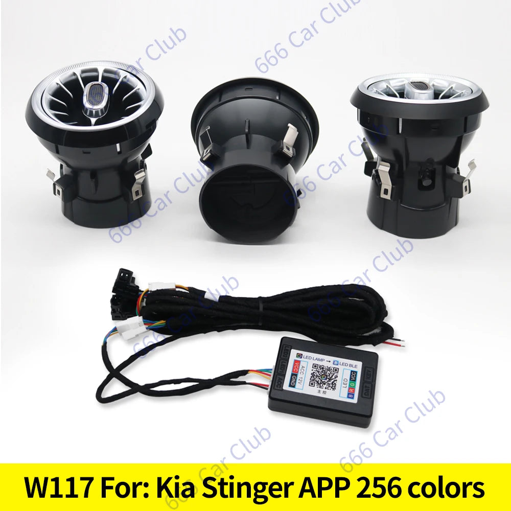 12/64 Colours LED Air Vents For Kia Stinger Car RGB Ambient Light Turbine Shape Air Outlet Nozzle Interior Decorative Lamp Refit