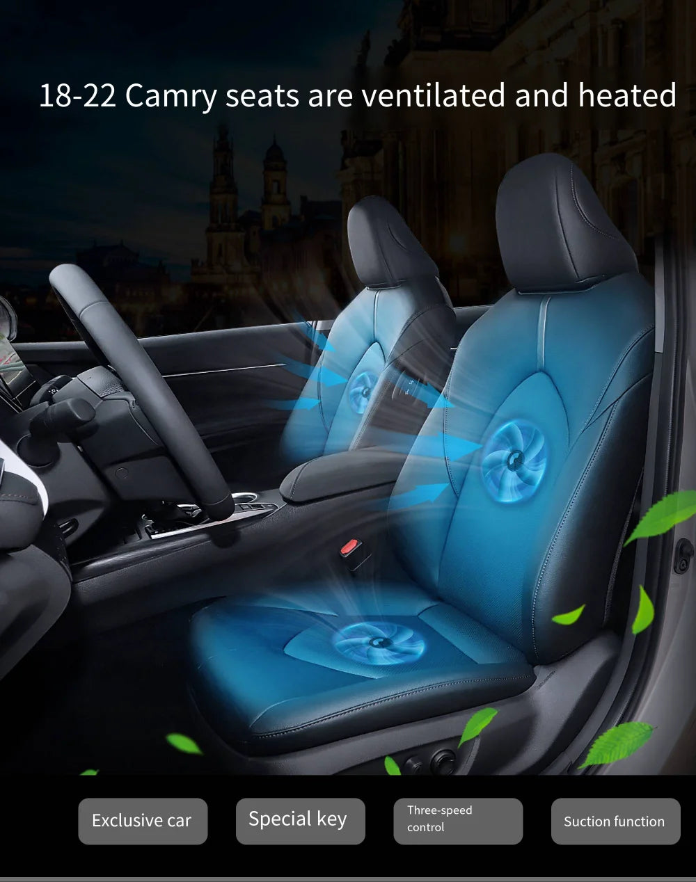 Car Seat ventilation Cooling Blower For Toyota Camry 2018-2023 2 Seat Intelligent Backrest fan specail button control