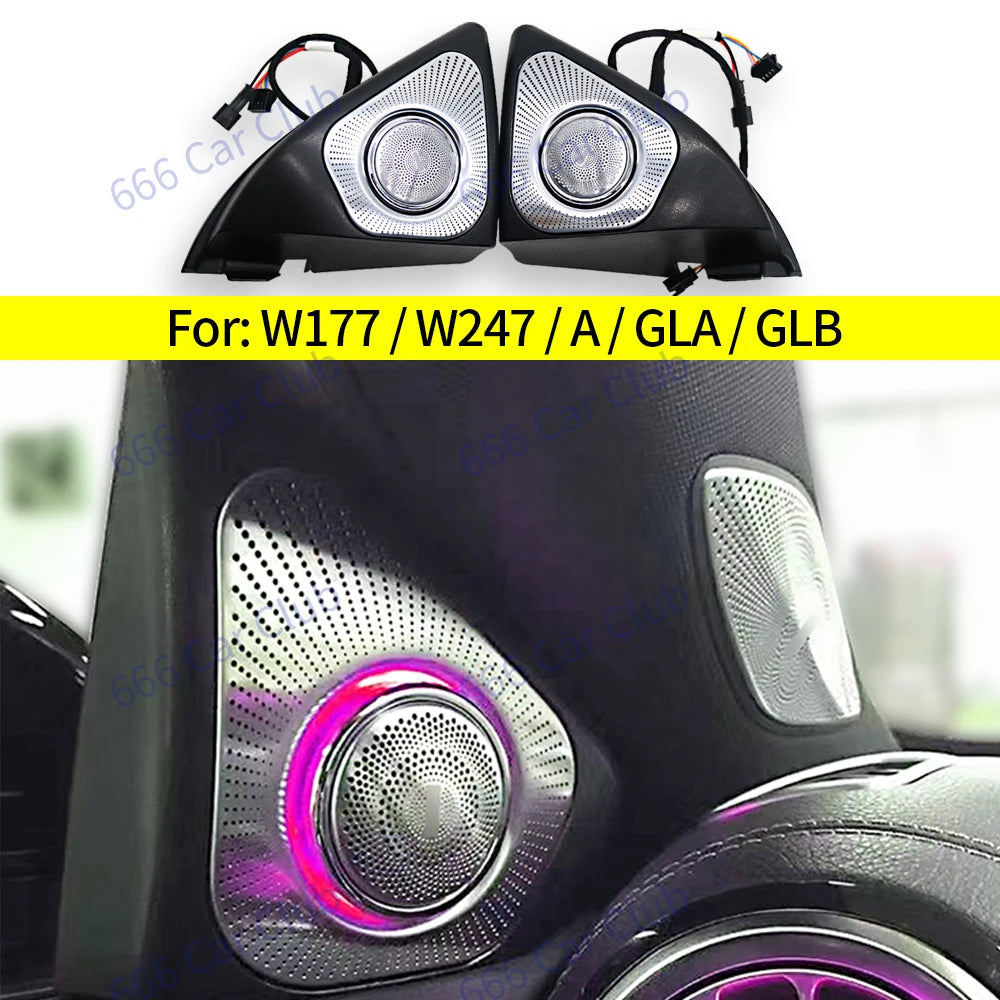 64-Colour 3D Rotary Tweeter For Mercedes Benz W177 W247 GLB GLA A Class Car LED Treble LoudSpeaker Horn Decoration Ambient light