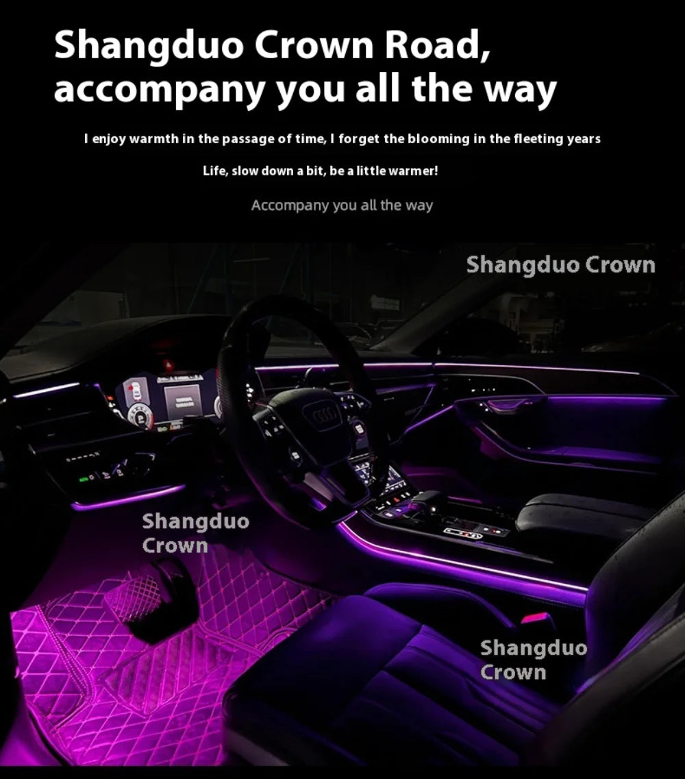 Automotive Inter LED Ambient Light For Audi A8 2018-2025 64 color OEM Size 26 Leds Galaxy Rainbow Kit APP control