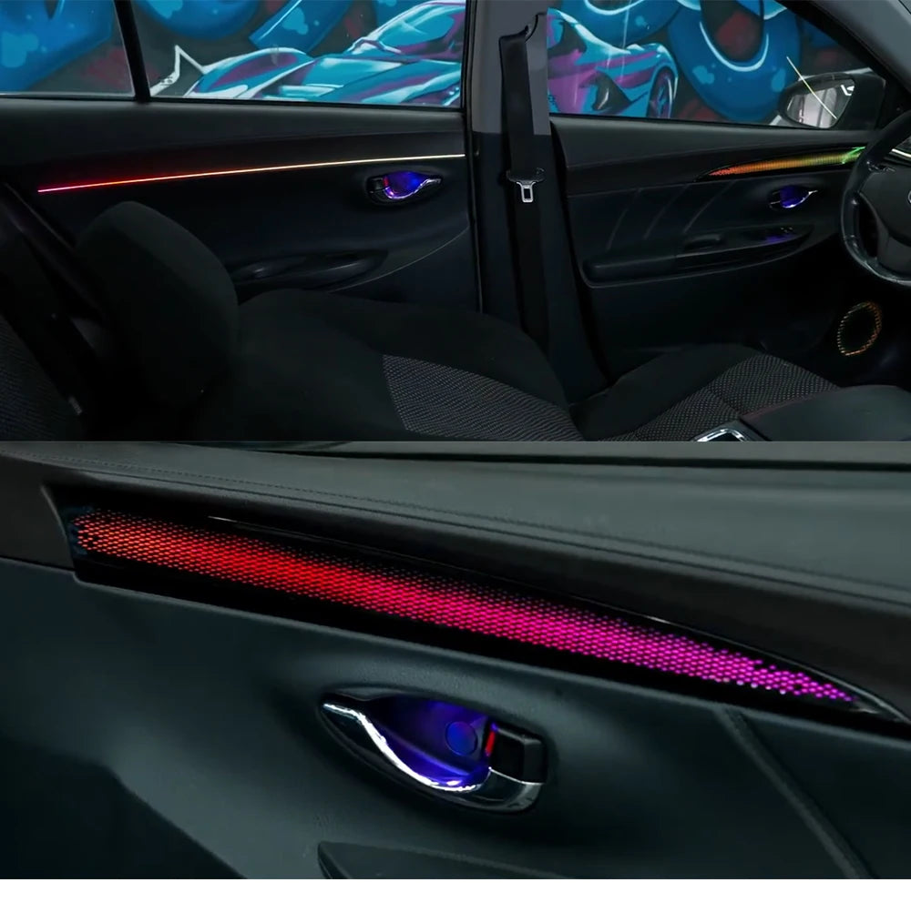 For Toyota Vios/ /Yaris 2014-22 LED dynamic Ambient light Door starry sky trim atmosphere modification Glaxy Rainbow Kit 21Led