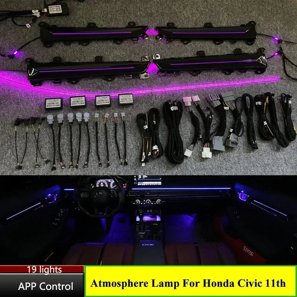 Auto AccessariesFor Honda Civic 11th INTEG 2022+ Interior Glow Neon Lighting Decorative Lights Ambient Atmosphere Lights Door Pa