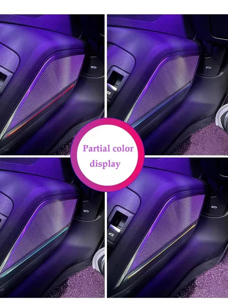 Auto AccessariesCar Door Horn Trim Panel Decorative Lamp Interior Ambient Lights 30 Colours LED Metal Speaker Cover For Audi A6