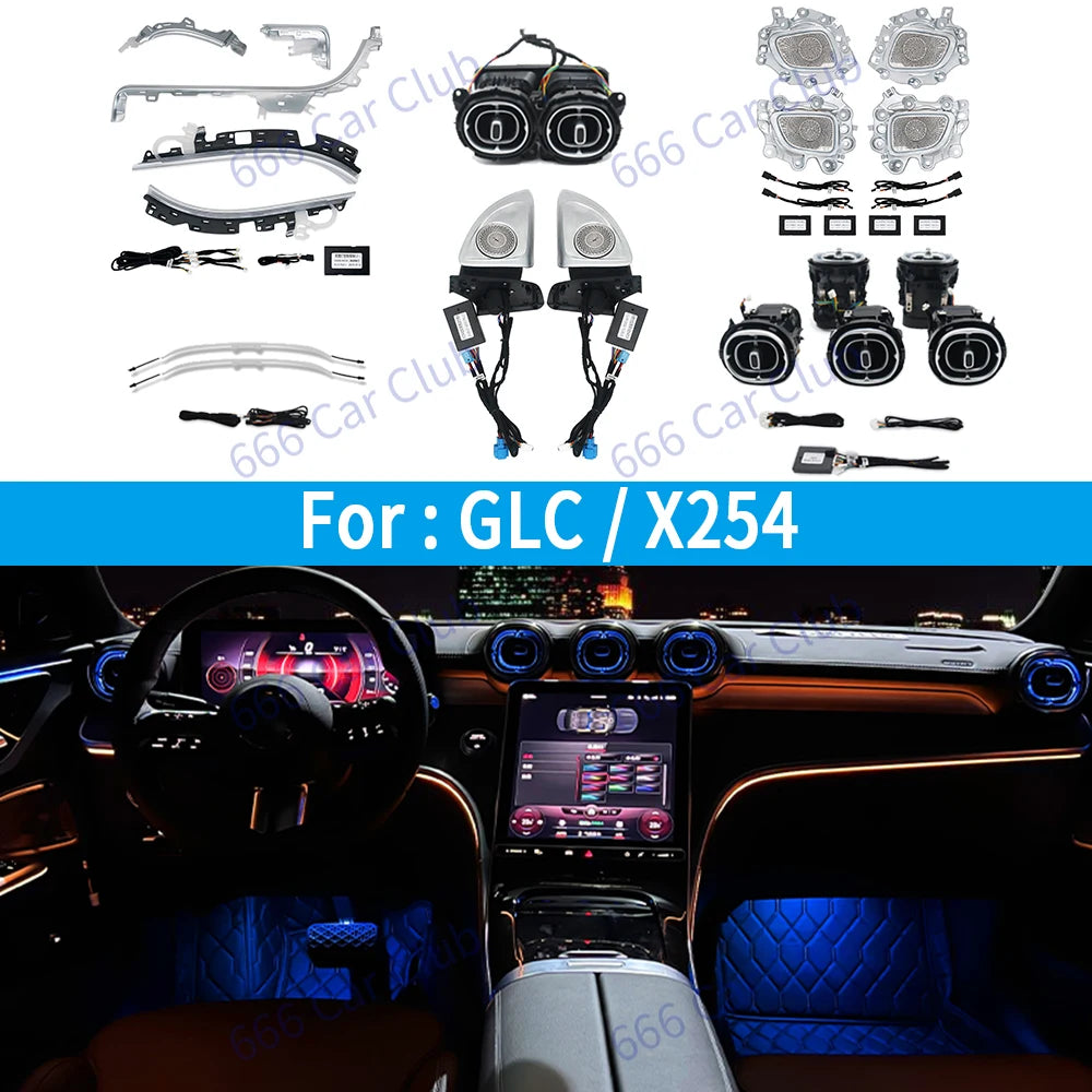64 Environment Colors for Mercedes Benz GLC X254 Class 4D Speaker Turbine Air Outlet Console Center Light Speak Cover Decorative