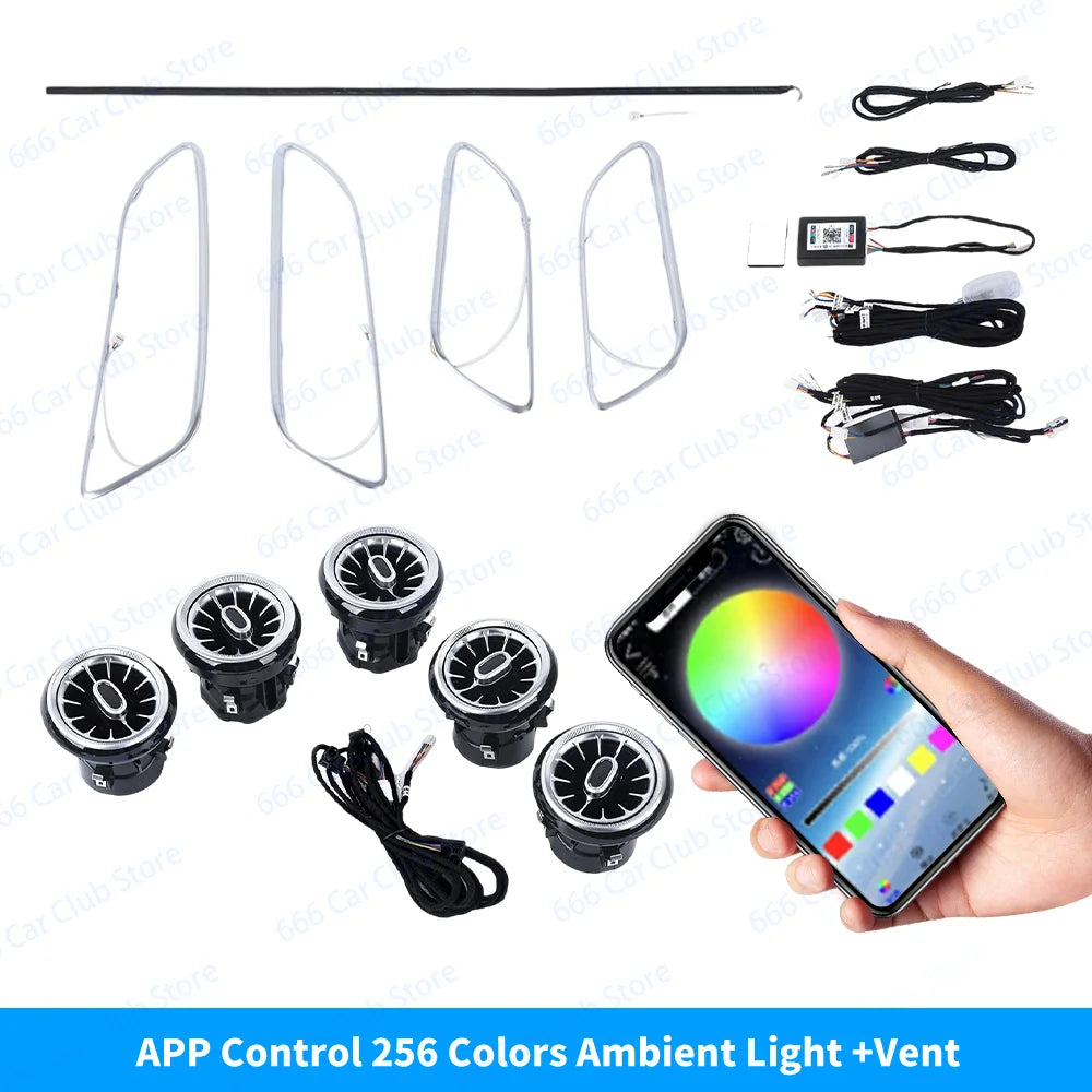 12 Colours LED Ambient Lights For Mercedes-Benz W117 W176 W156 A/CLA/GLA  A45 CLA45 LED Car LED Turbo Style Vent Decoration Lamp