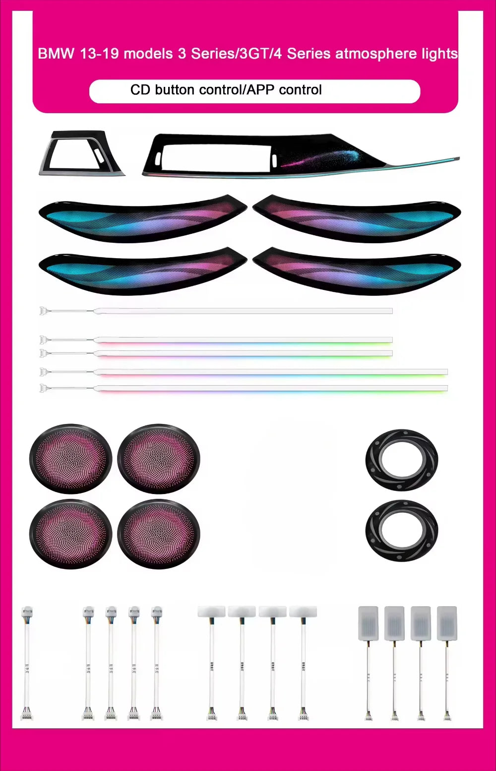 64 Color Car Ambient Lighting for BMW F30 F34 F36 3 Series 3GT 4 Series Symphony LED Atmosphere Light for Interior Upgrade