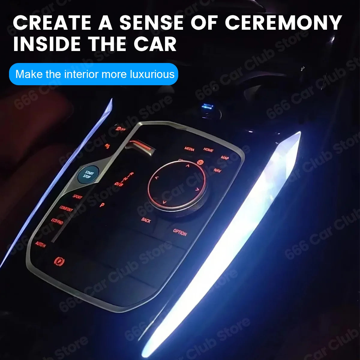 11 Colours  LED Crystal Center Console Saddle Light For  For BMW X3 X4 IX3 G01 G02 2022-2025 New  Decorative Lamp Ambient Light