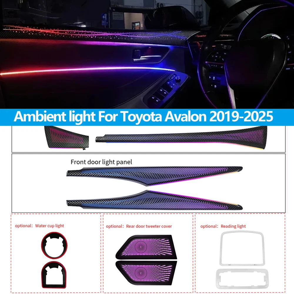 LED Car Ambient light For Toyota Avalon 2019-2025 Star Rain Rainbow Kit Dynamic Ambient Lamp Original 1:1 Mold Kit APP Control