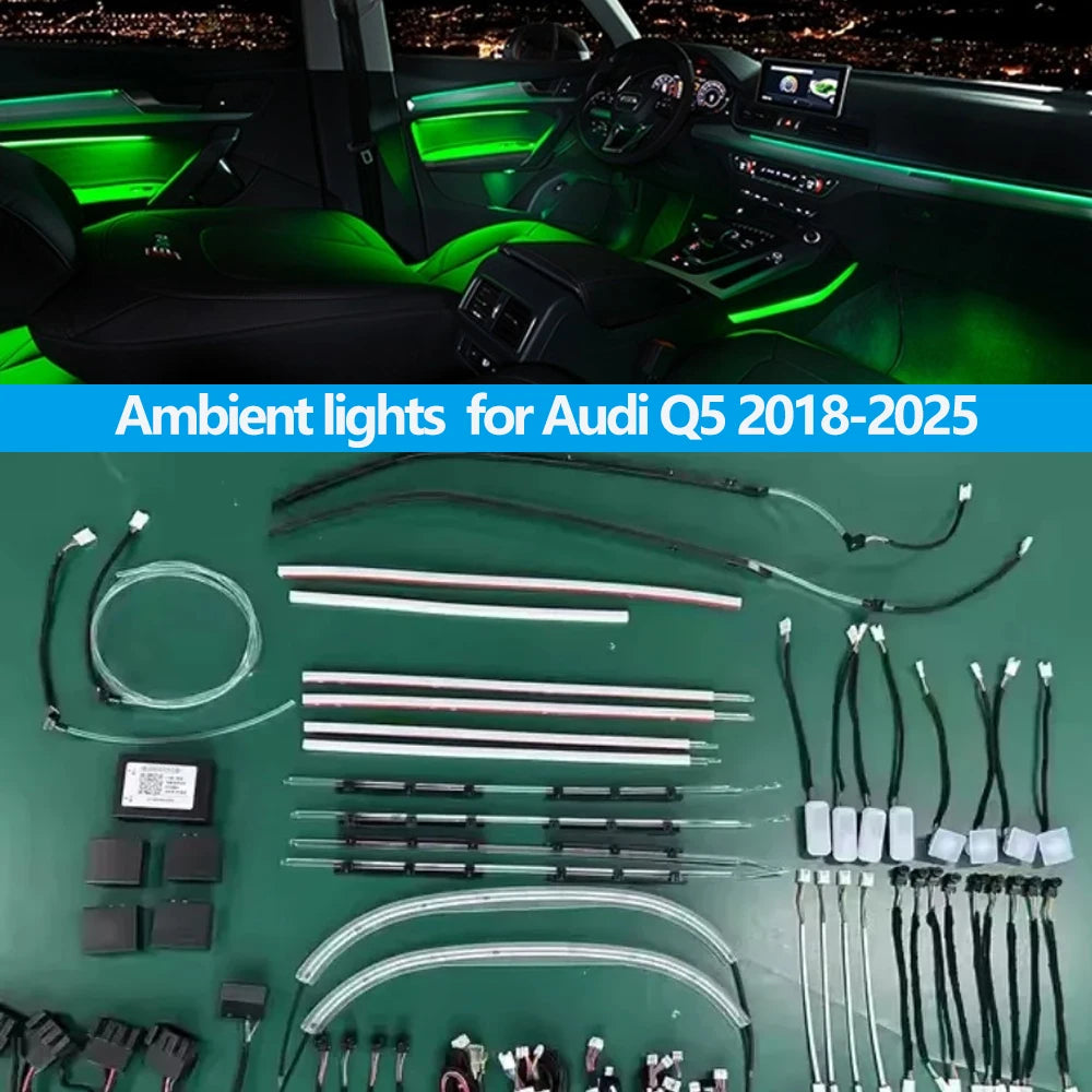 Automotive Inter LED Ambient Light  for Audi Q5 2018-2025 64 color dynamic Atmosphere door Panel Lights  APP control