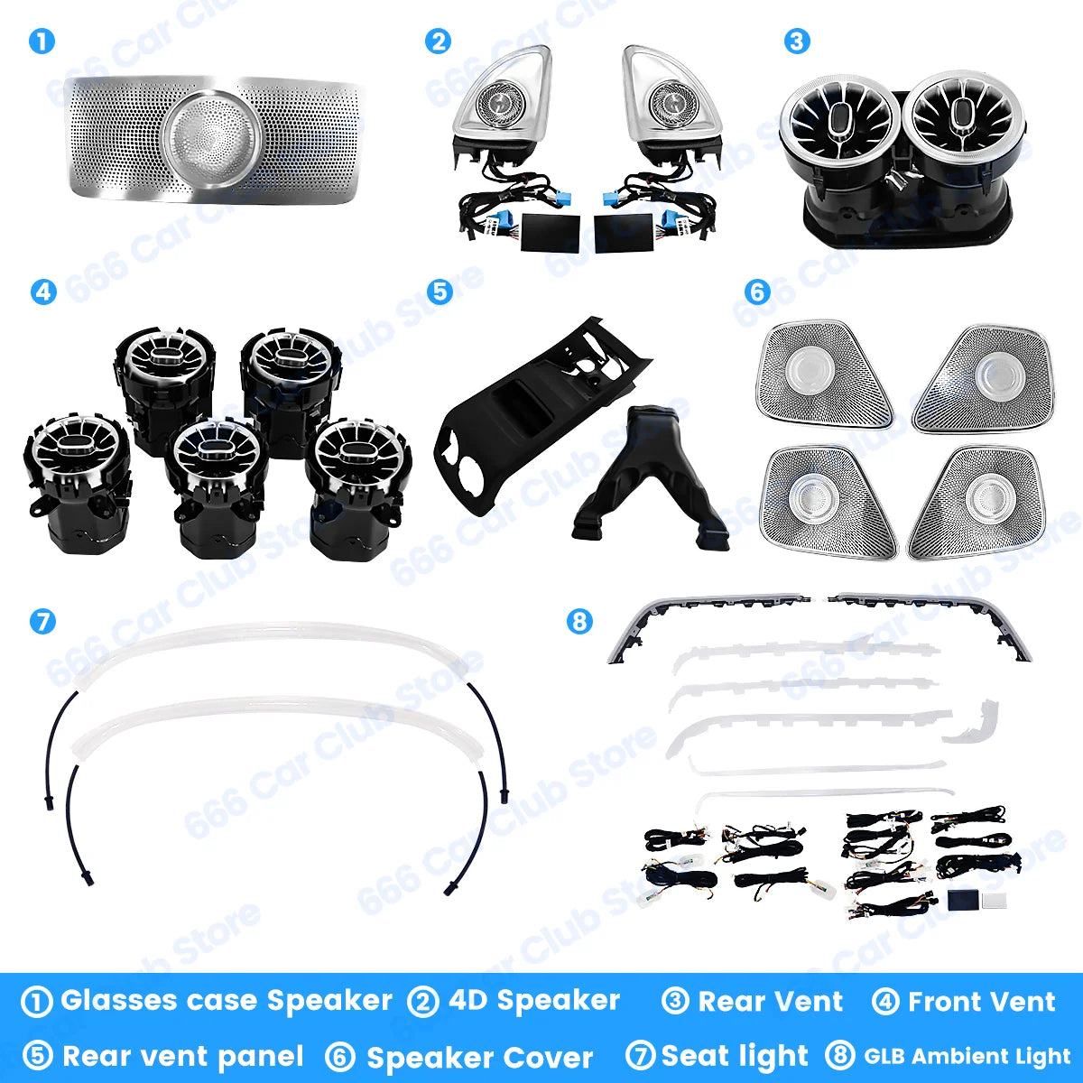 64 Colours LED Atmosphere lights For Mercedes Benz W247 GLB B Class Car RGB 4D Speaker Turbo Vent Decorative Ligh