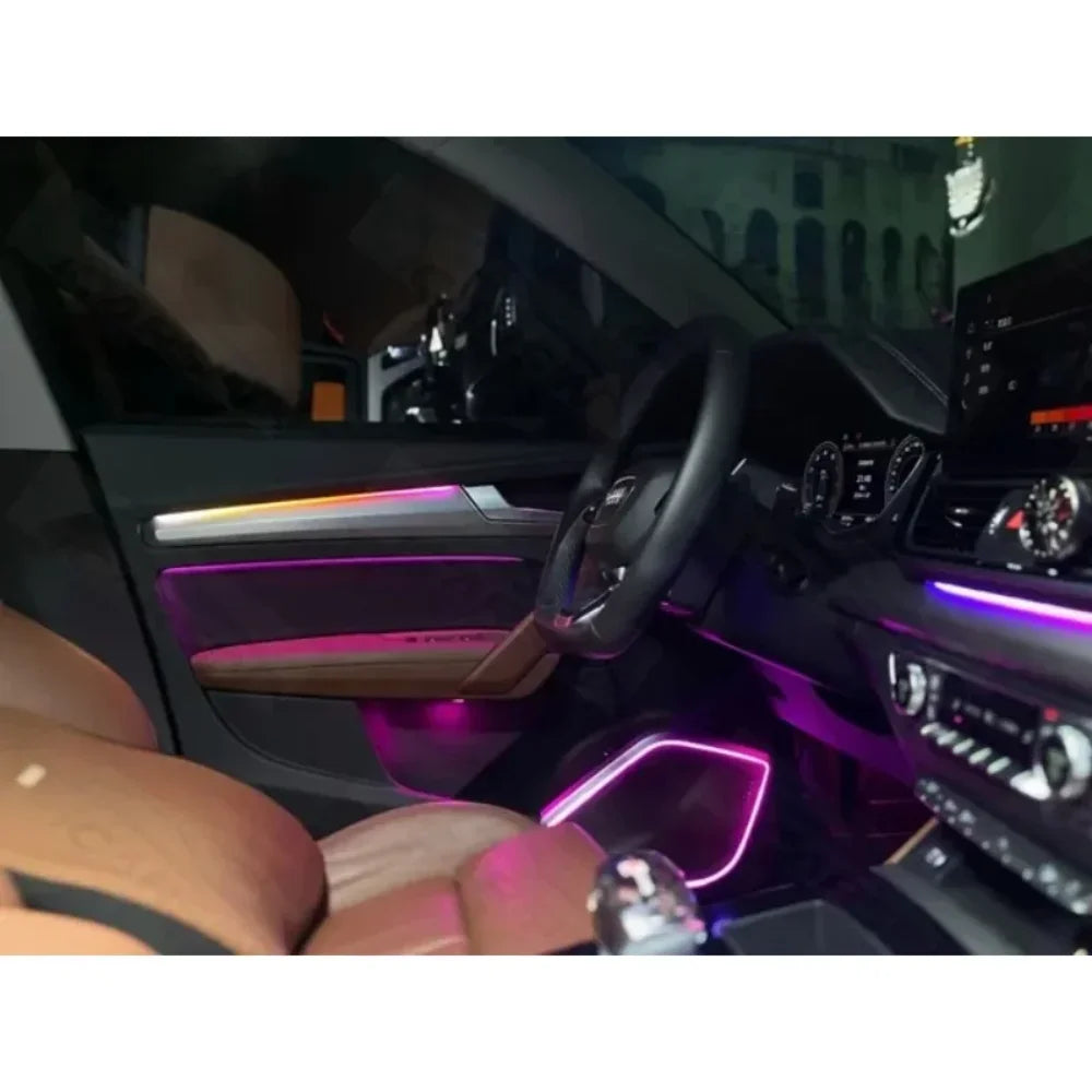 Auto Interior 1:1 Door Mold Panel LED Ambient Lighting With Footlight,Storage Box Lamp Star Atmosphere For Audi Q5 2018-2025