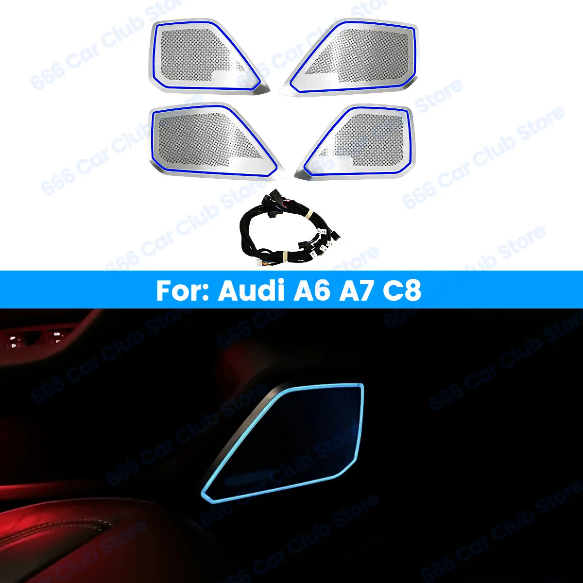 32 Colour Car LED Speaker Cover For Audi A6 A7 C8 RS6 RS7 Car Door Audio Decorative Lamp Ambient Light