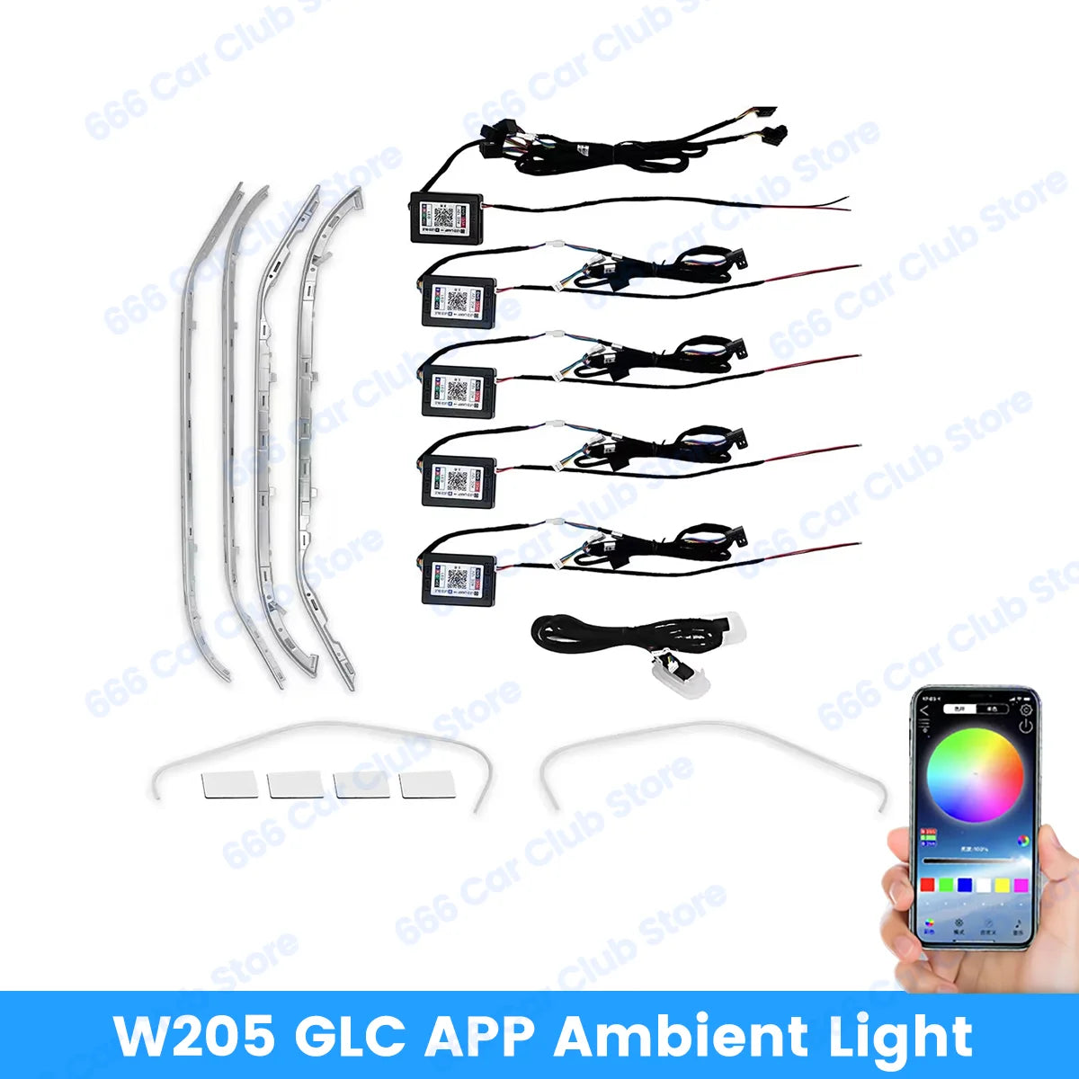 256 Color App Controls Atmosphere Lights For For Mercedes-Benz C Class Coupe W205 C43 C63 Car RGB LED Decorative lights