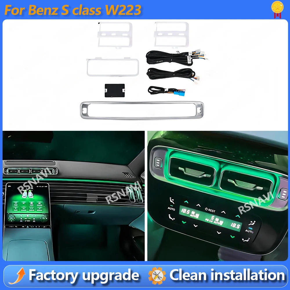 64 Colors LED Air Vents Outlet Panel Cover Instrument Cover Car Accessories Vent Ambient Light For Mercedes Benz S-Class W223