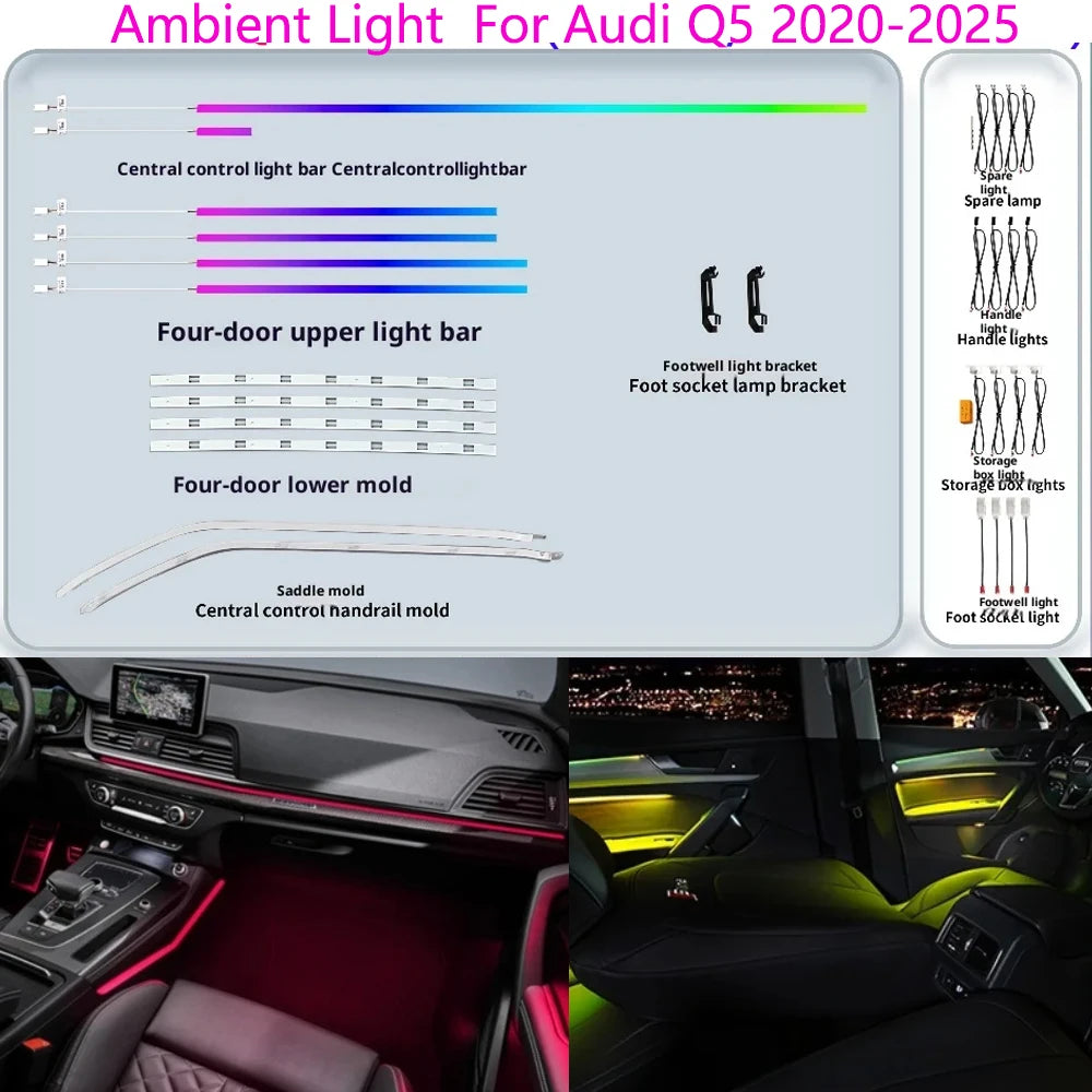 Ambient Light  For Audi Q5 2020-2025  environmental Backlight Atmosphere Lamp Kit Symphony Interior LED Lighting Accessories