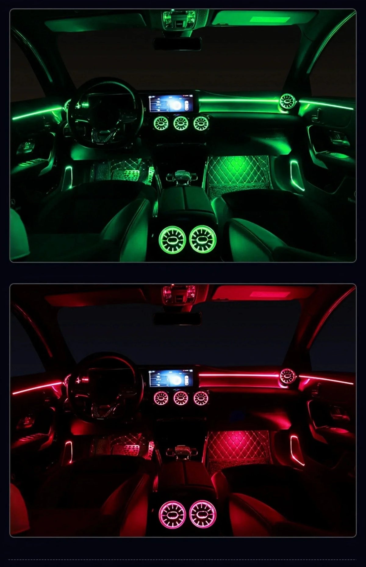 64 Colors Ambient light LED Vents For Mercedes Benz W177 W118 W247 A/B/CLA/GLA/GLB Class Car RGB Interior Decoration Lamp Refit